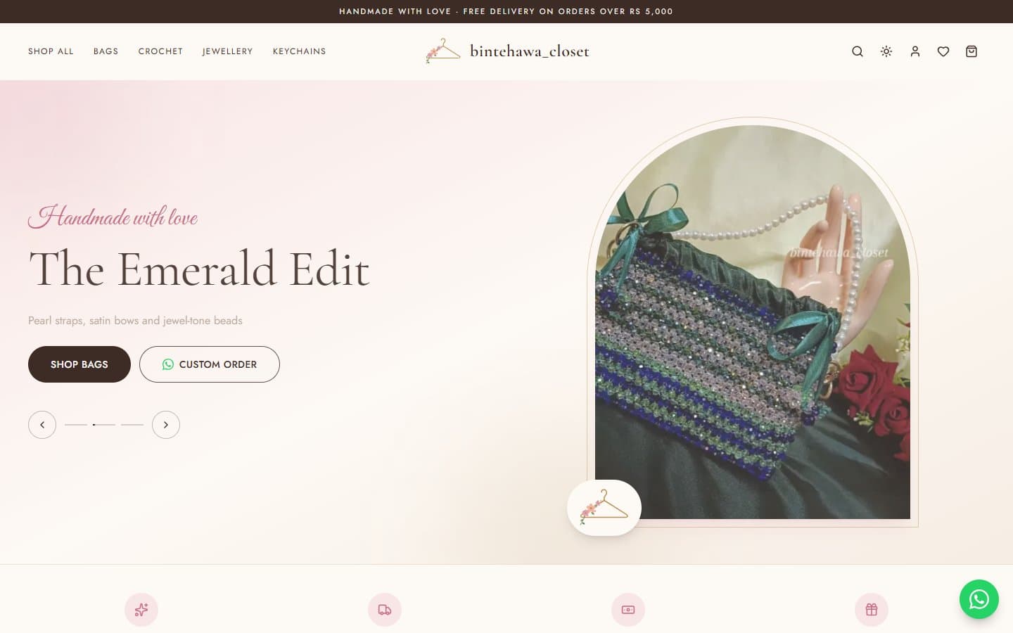 Binte Hawa Closet website shown on a desktop screen